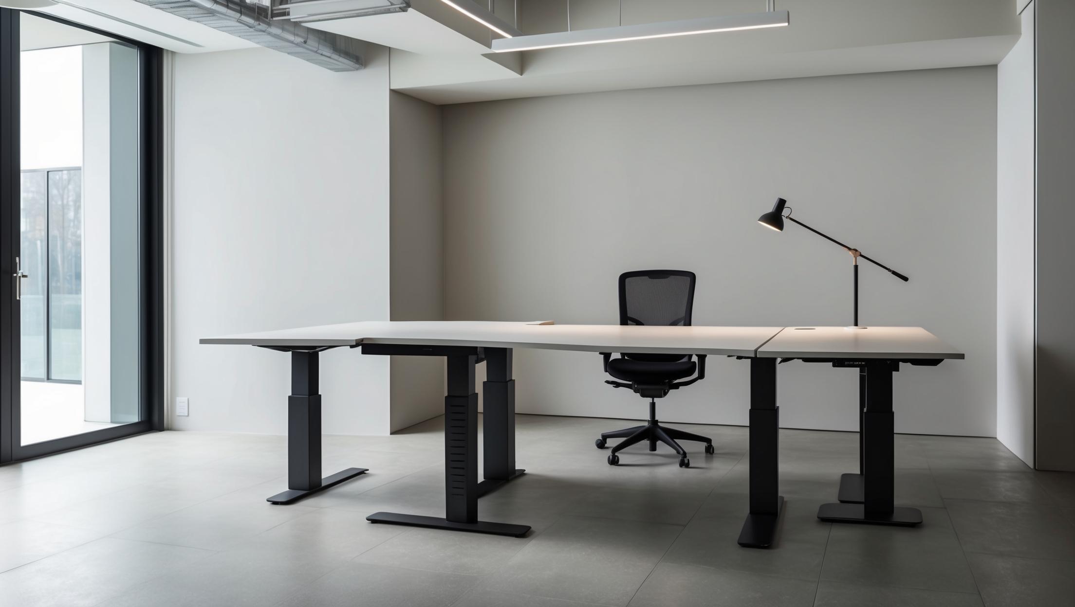 Ergonomischer Arbeitsplatz: höhenverstellbarer Schreibtisch, dynamischer Bürostuhl und neutrale Körperhaltung